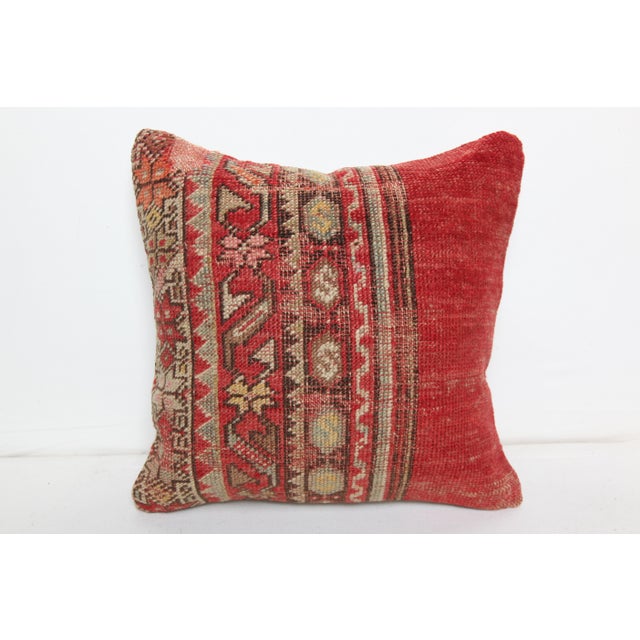 Tribal Handmade Turkish Rug Pillow Cover -14'' X 14'' For Sale - Image 3 of 9