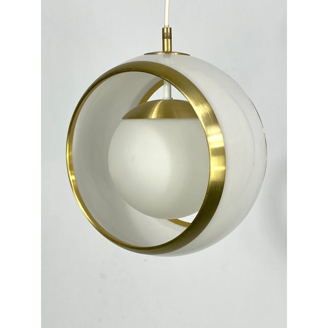 Italian Pendant in Gilded Aluminum and Opaline from Stilux Milano, 1960s For Sale - Image 9 of 11