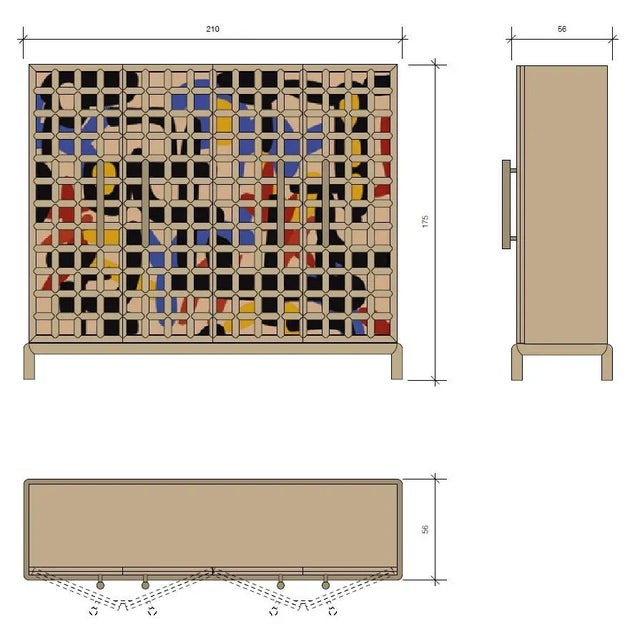 Ribera /A Cabinet in Pickled Oak with Internal LED Lighting & Pictorial Work by Ferruccio Laviani for NOT.Ordinary For Sale - Image 10 of 11