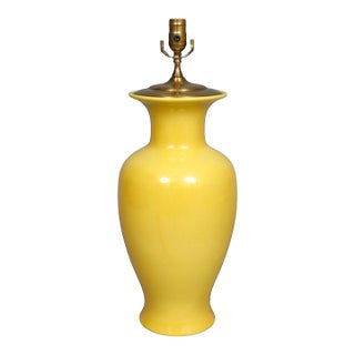 Bright Yellow Ceramic Baluster Table Lamp For Sale