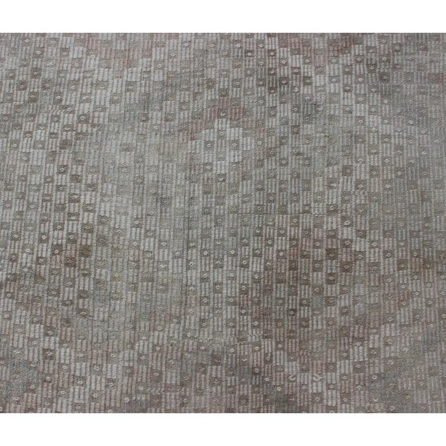 Vintage Turkish Embroidered Rug With Geometric Diamond Design in Neutral Tones For Sale - Image 9 of 13