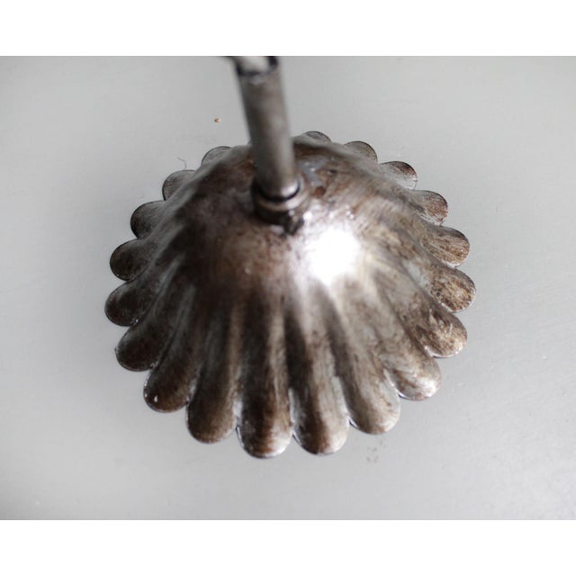 Silver Antique Reproduction Italian Chandelier With Beaded Arms and Rock Style Crystals For Sale - Image 8 of 11