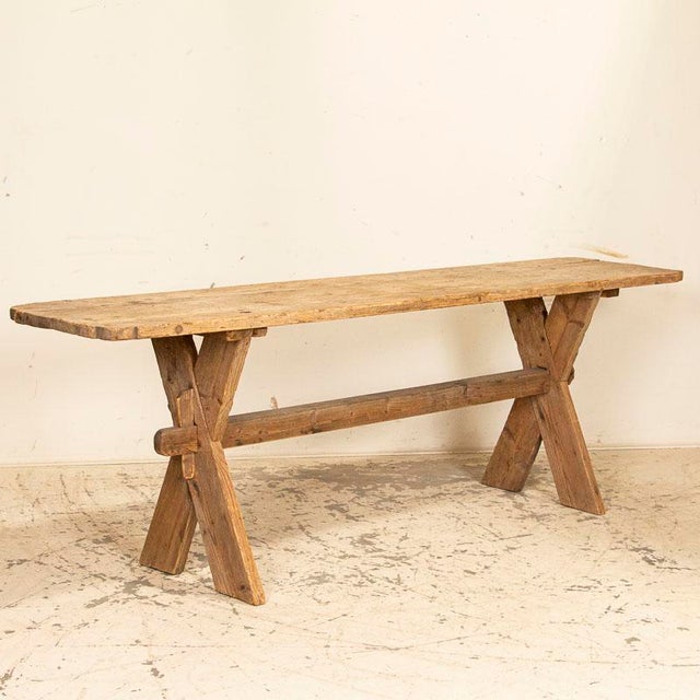 Antique Long Narrow Trestle Dining Table Primitive Farmhouse Table