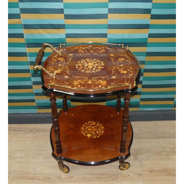 Brown Italian Wooden Bar Cart, 1960s For Sale - Image 8 of 11