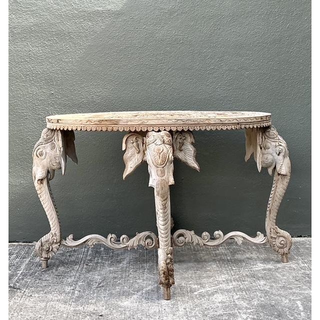 Mid 20th Century Vintage Hand Carved Elephant Side Table For Sale - Image 5 of 13