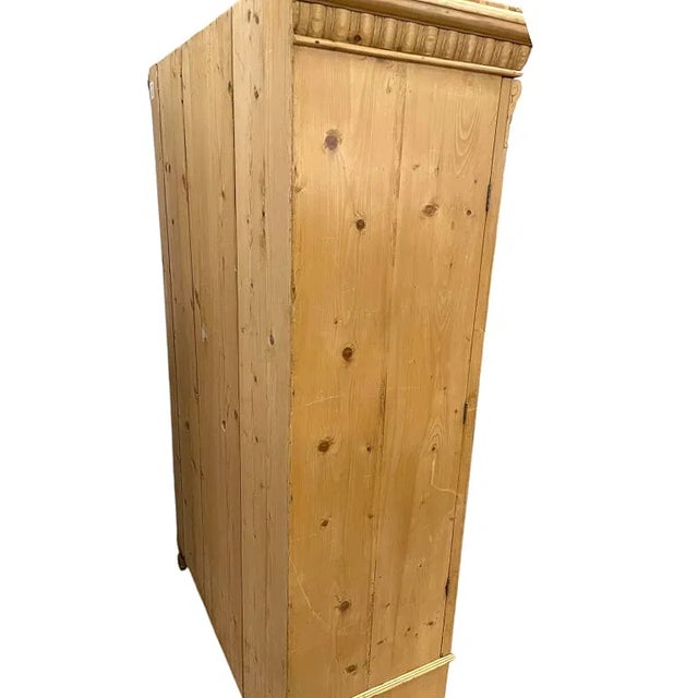 French Two door Rustic Solid Pine Cabinet with Carved Panel Doors and Interior Shelving Handcrafted-style pine cabinet...