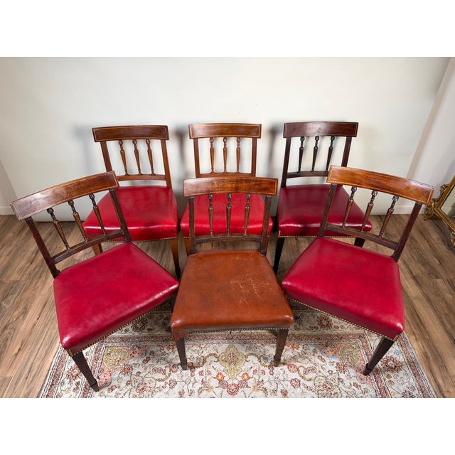 Assembled Set of Six English George III Mahogany Neoclassical Dining Chairs, Four 18th Century For Sale - Image 4 of 10