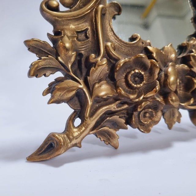 Antique Baroque Brass Table Mirror, 1890s For Sale - Image 12 of 16