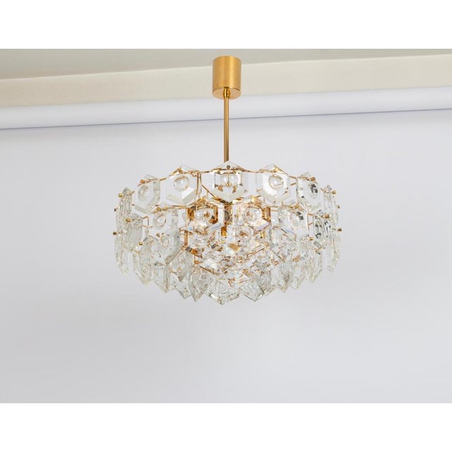 Chandelier Gilt Brass and Crystal Glass from Kinkeldey, Germany, 1970s For Sale - Image 3 of 15