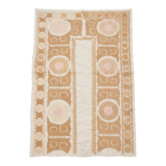 Vintage Hand-Embroidered Large Suzani Bedspread For Sale