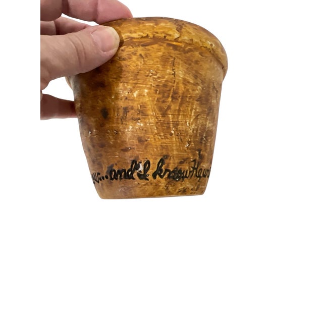 Vintage Small Handmade Etched Wiyh Eye on the Sparrow Verse Cachepot For Sale - Image 4 of 4