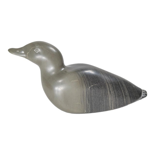 Mid-Century Native American Indian Eskimo Inuit Soapstone Carving of a Duck For Sale