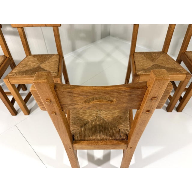 Wood Rustic Blonde Oak Dining Chairs, 1960s, Set of 6 For Sale - Image 7 of 18