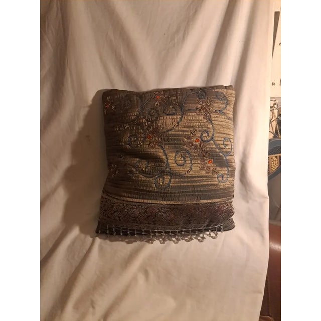 Persian styled hand embroidered Beaded, sequined silk, satin,cotton filled decorative pillow cushion 12"x12"x4"