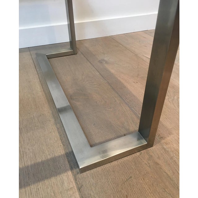 Design Brushed Steel Side Tables, French, circa 1970 - A Pair For Sale - Image 9 of 13