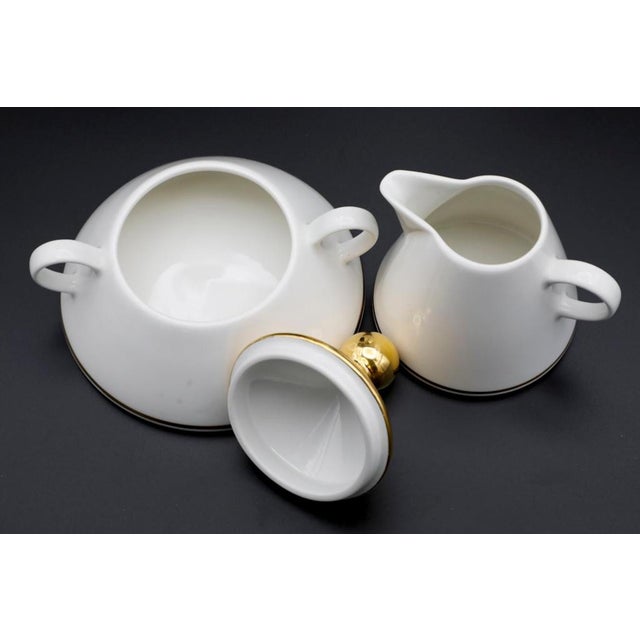 Late 20th Century 1980s Postmodern Harlekin Gold Arabia Finland Coffee, Sugar Bowl & Creamer For Sale - Image 5 of 6