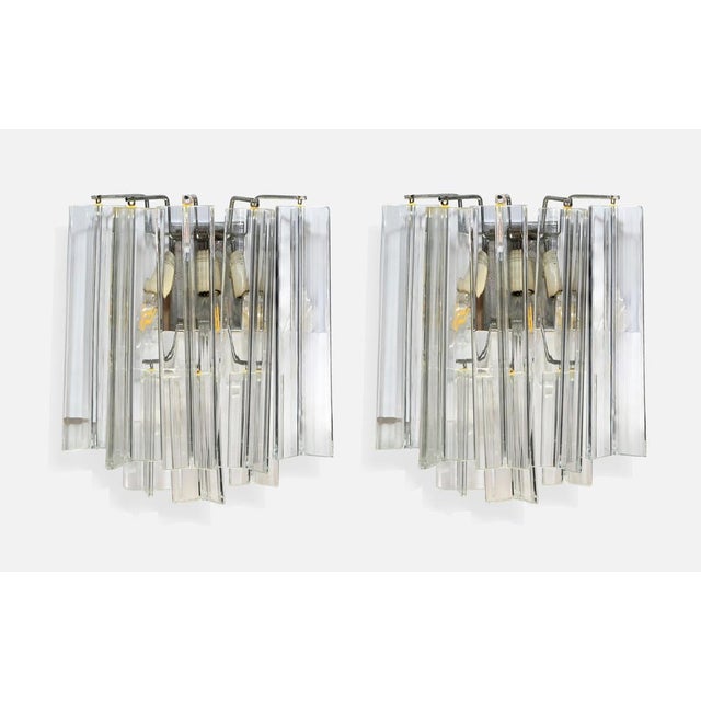 Vintage Murano Glass and Chromed Metal Wall Sconces, Italy, 1960s, Set of 2 For Sale - Image 8 of 11