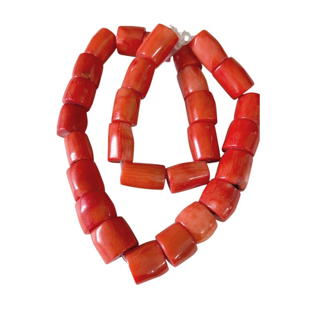 Vintage Chunky Natural Nepalese Angel Skin Coral Strand 30 Beads For Sale - Image 4 of 6