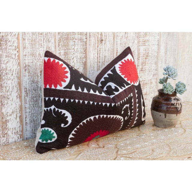 Persian Nargiza Gul Suzani Lumbar Pillow For Sale - Image 3 of 11