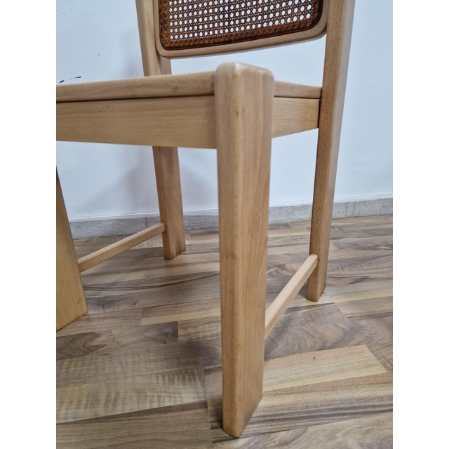 Wood Chair in Beech Wood and Vienna Straw, 1970s, Set of 4 For Sale - Image 7 of 12
