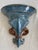Ceramic Vintage Ceramic Wall Brackets Sconces Fleur-De-Lis Blue and Brown Glazed – A Pair For Sale - Image 7 of 8