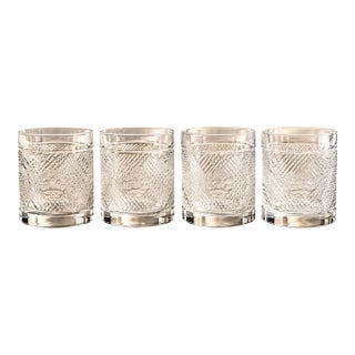 Vintage Ralph Lauren Safari Argyle Double Old Fashioned Glasses - Set of 4 For Sale