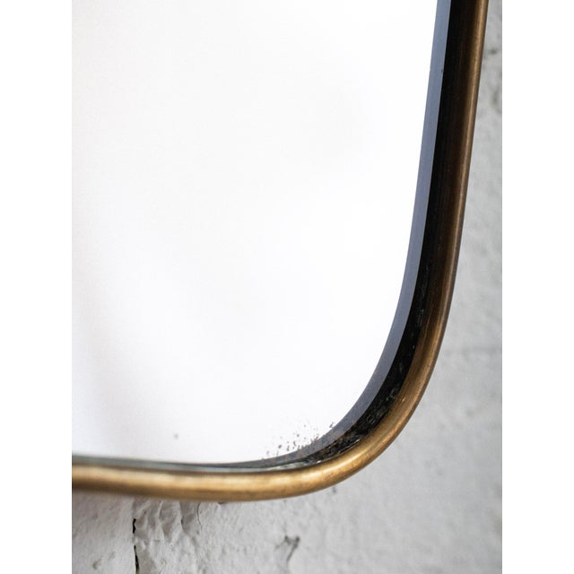 1970s Mid Century Italian Brass Wall Mirror Attributed to Gio Ponti For Sale - Image 5 of 10