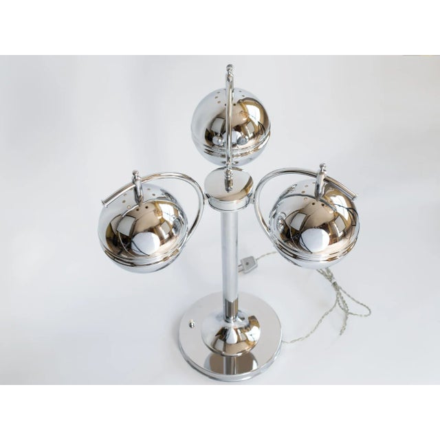 Mid-Century Modern 1960s Space Age Chrome Ball 3 Arm Table Lamp For Sale - Image 3 of 11