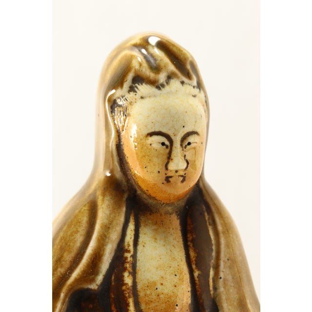 Brown 19th Century Joseon Dynasty Korean Ceramic Guanyin / Quan Yin / Gwan-Eum Figurine For Sale - Image 8 of 12