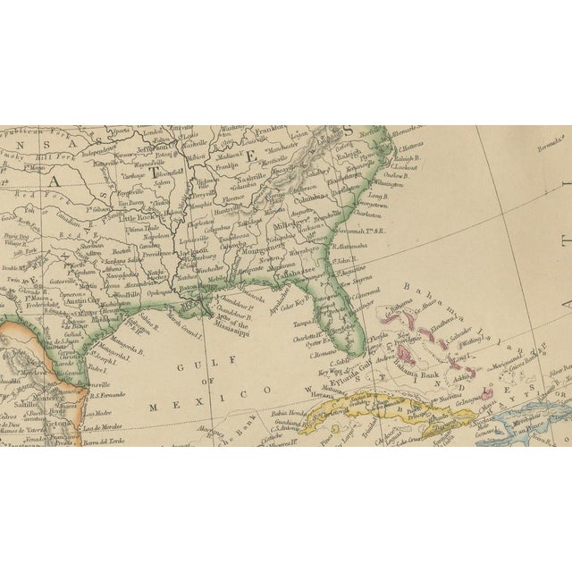 Paper Antique Map of North America, 1860 For Sale - Image 7 of 12