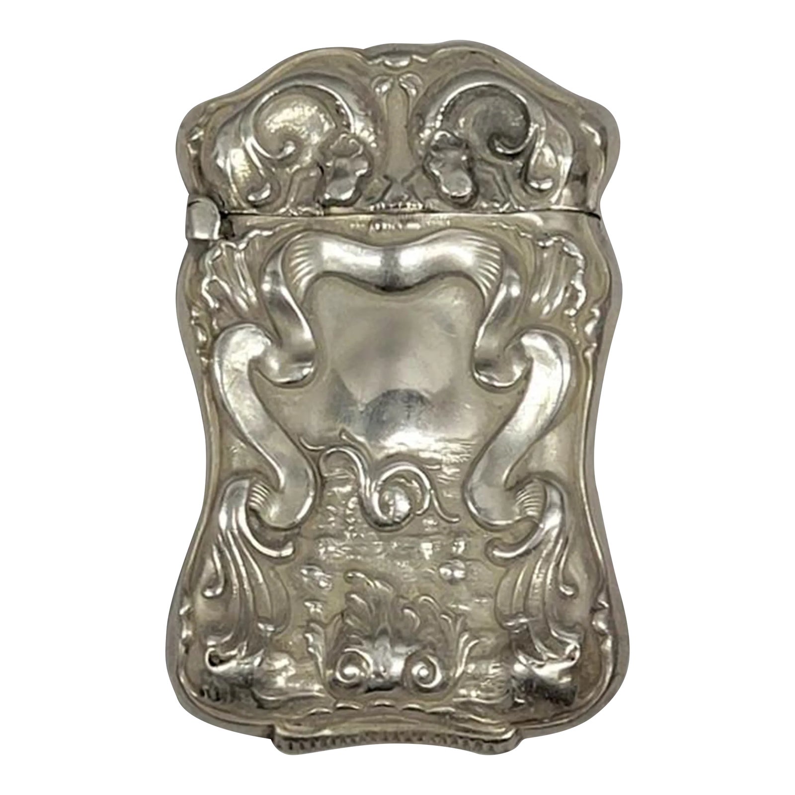 Sterling Silver Art Nouveau Match Safe Vesta With Lizards | Chairish