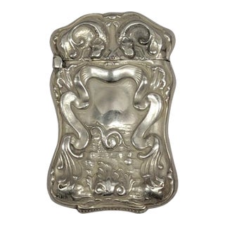 Sterling Silver Art Nouveau Match Safe Vesta With Lizards For Sale