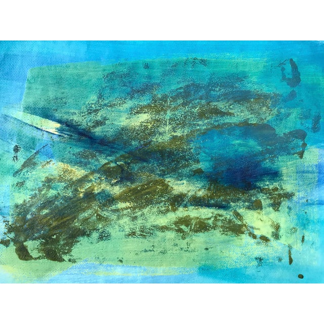 Patricia Zippin "Pond Water 1" 1980s Mixed Media 20"x 14.5", unframed Excellent Condition- Minor wear consistent with age...