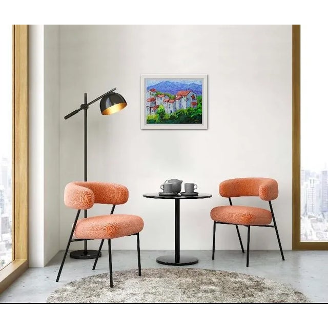 Modern Italian Villa Red Roofs Impressionist Oil Landscape For Sale - Image 3 of 8