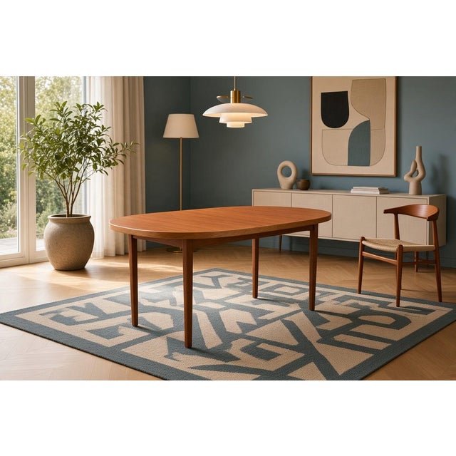 Oval Dining Table in Teak and Oak with Two Extension Leaves by Bertil Fridhagen for Bodafors, 1960 For Sale - Image 6 of 17