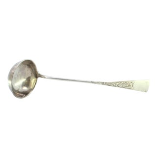 Silver Soup Ladle with Engraved Handle and Monogram Card For Sale
