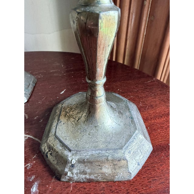 Vintage, Mid-Century Brass Colonial Revival Candlestick Holders For Sale - Image 4 of 10