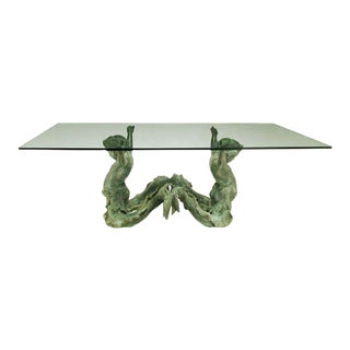 Bronze Putti DI Mare and Glass Dining Table For Sale