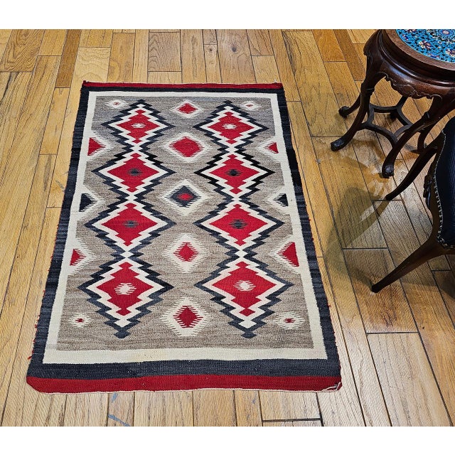 Vintage Native American Navajo Rug, Wool & Cotton, Geometric Eye Dazzler Pattern, 3x5 For Sale - Image 11 of 13