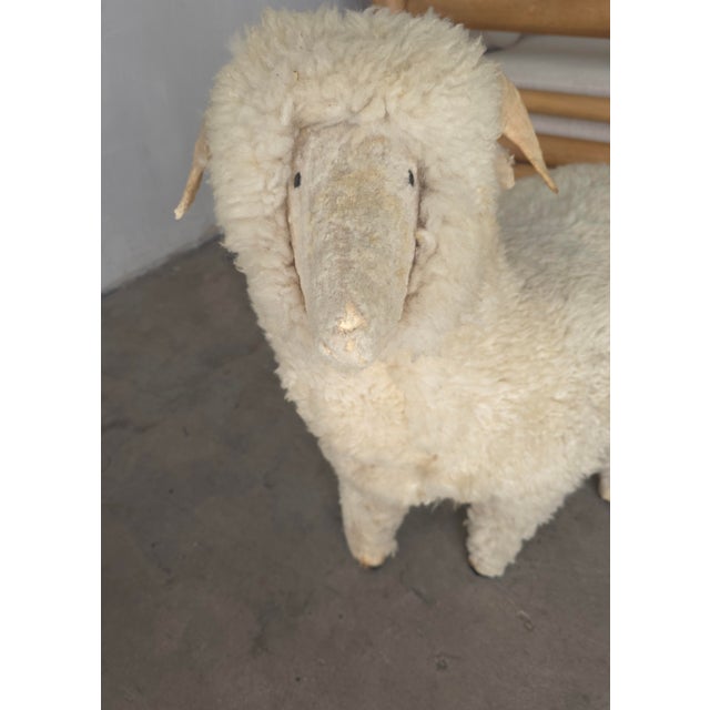 1960s Mid Century Wool Ram Sheep Stool Sculpture For Sale - Image 5 of 8