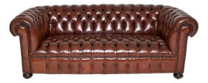 Antique Deep Buttoned Leather Chesterfield Sofa, 1950
