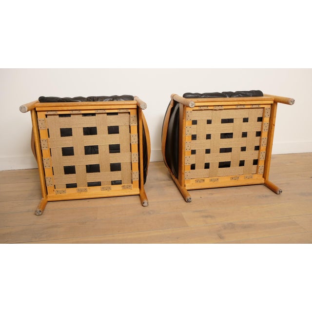 Danish Oak and Leather Lounge Chairs, 1960s, Set of 2 For Sale - Image 14 of 15