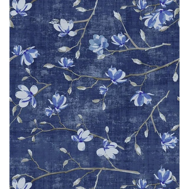 Contemporary Nicolette Mayer through The House of Scalamandre Bloom Wallcovering, Delft Blue For Sale - Image 3 of 3