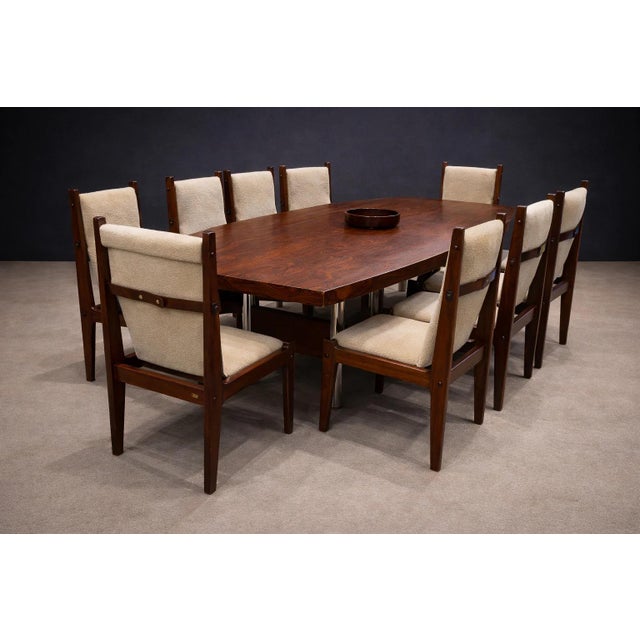 Wood Large Brazilian Modern Dining or Conference Table in Rosewood and Metal, Sergio Rodrigues, 1960s For Sale - Image 7 of 12