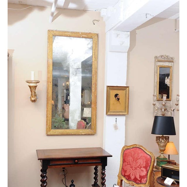 Large Scale French Fluted Giltwood Mirror. A beautiful decor piece!