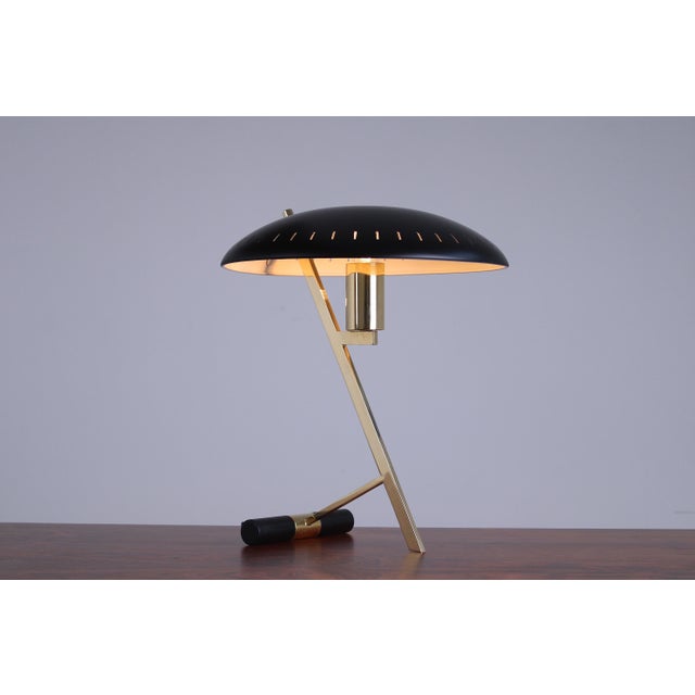 Mid-Century Modern Brass and Black Decora Z Table Lamp by Louis Kalff for Philips, 1950s For Sale - Image 3 of 17