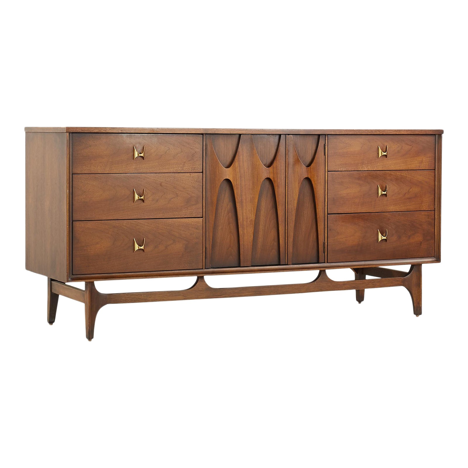 Broyhill Brasilia Mid Century Walnut 9 Drawer Lowboy Dresser Chairish