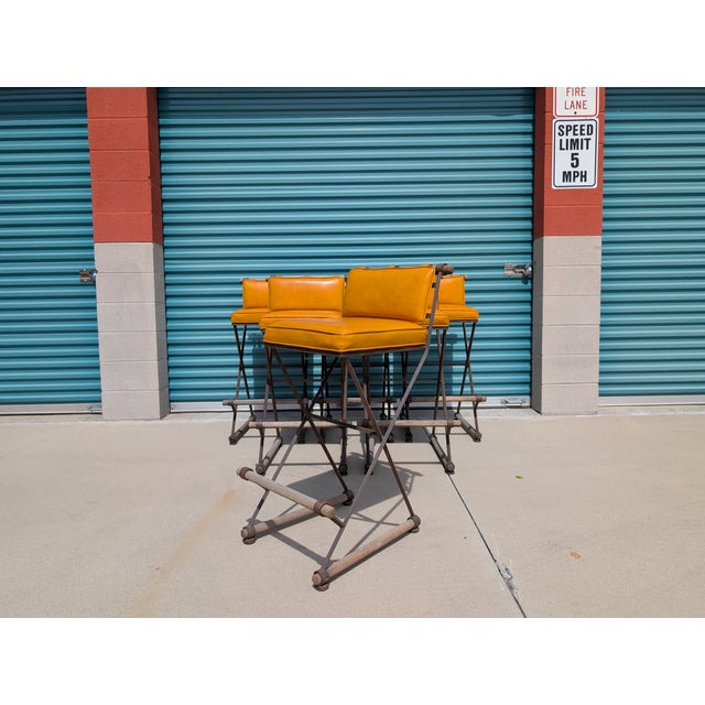 Vintage Mid Century Attributed to Cleo Baldon Barstools for Terra, Los Angeles – Iron, Oak & Leather For Sale - Image 10 of 18