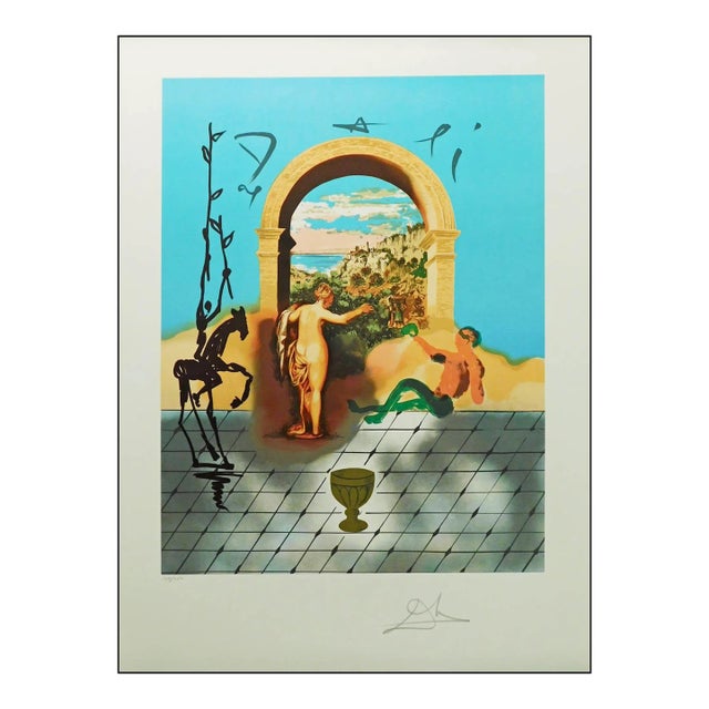 Salvador Dali "Gateway to the New World"-Five of Cups Hand Signed Authentic Art For Sale