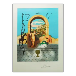 Salvador Dali "Gateway to the New World"-Five of Cups Hand Signed Authentic Art